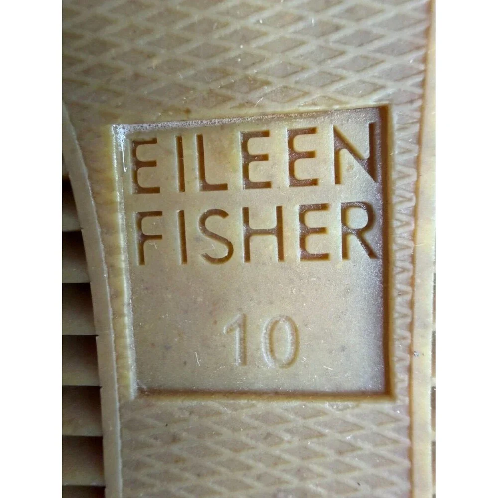 Eileen Fisher Willow Tumbled Leather Wedge Espadrille size 10M Honey Tan Sandals
